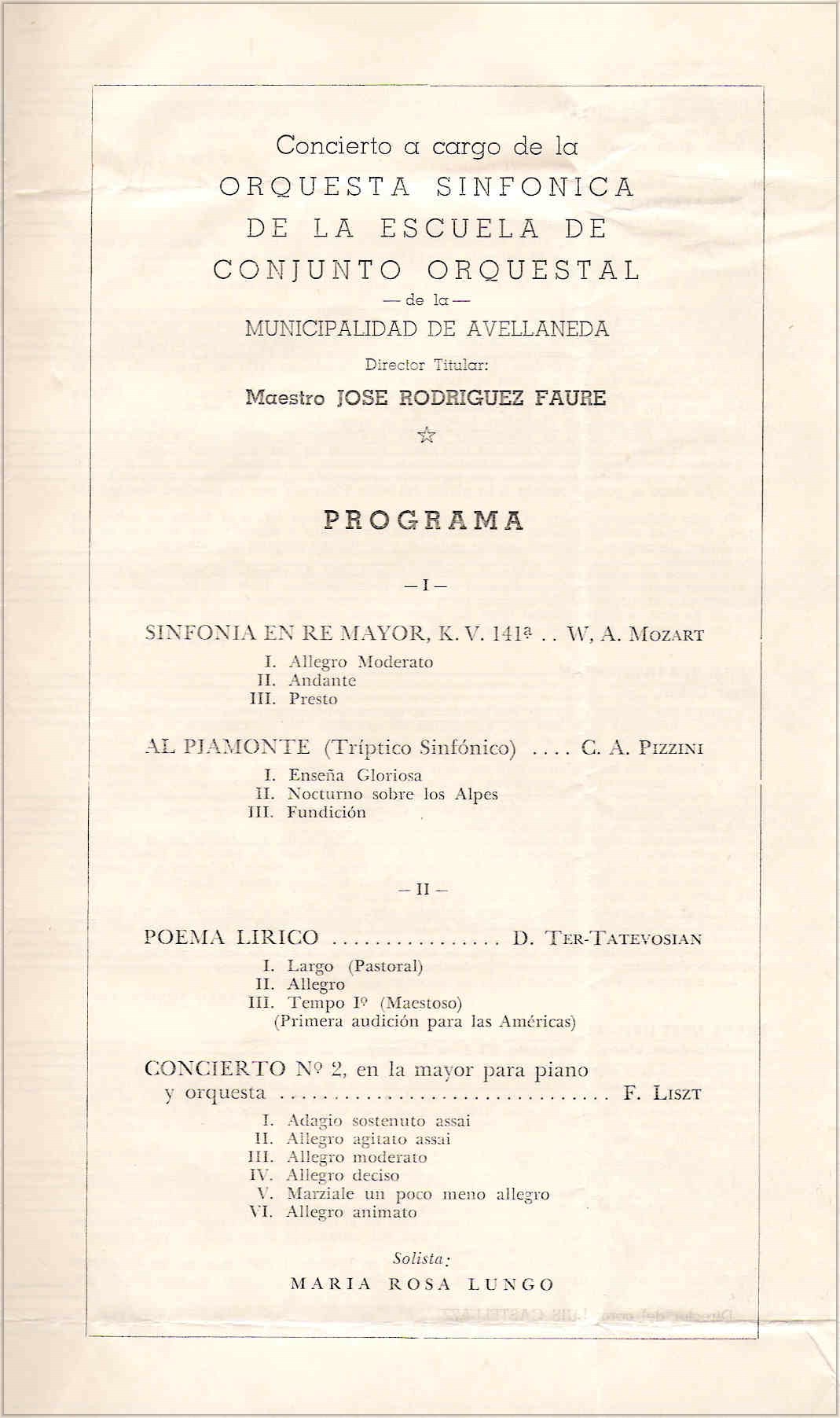 Concerto diretto da Jos� Rodriguez Faure a Avellaneda (Argentina) il 25 Maggio 1963 (2)