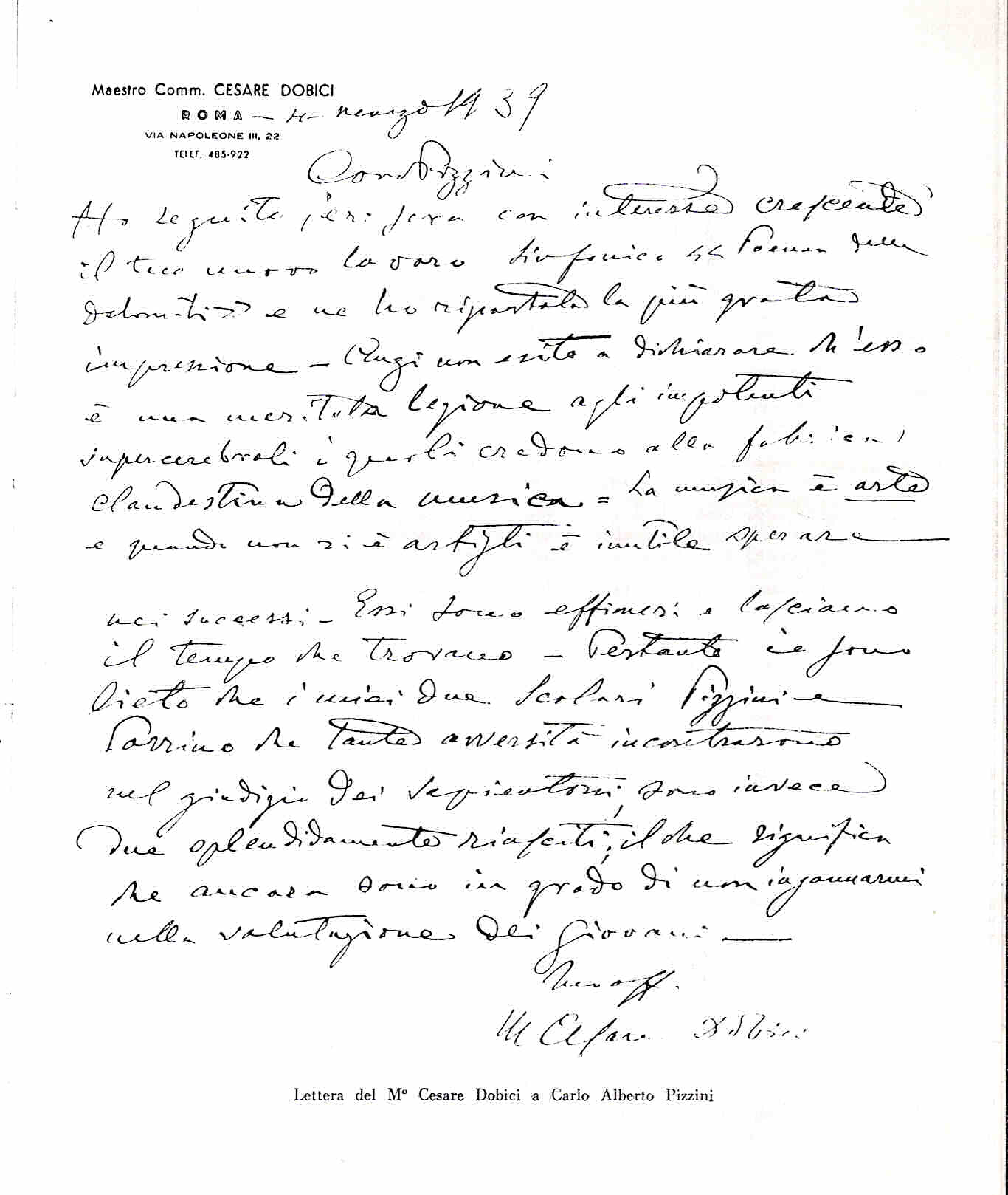 025-Lettera del M� Cesare Dobici (4 Marzo 1939)